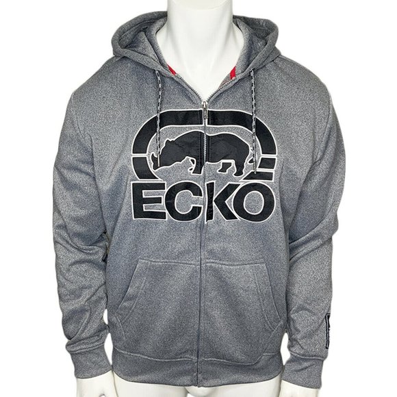 NWT ECKO UNLTD GRAY MENS ZIP UP HOODIE SWEATSHIRT - Picture 1 of 3